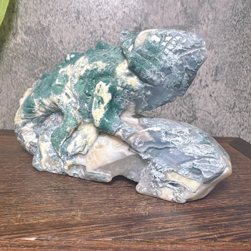 Green Moss Agate Druzy Lizard-ToShay.org