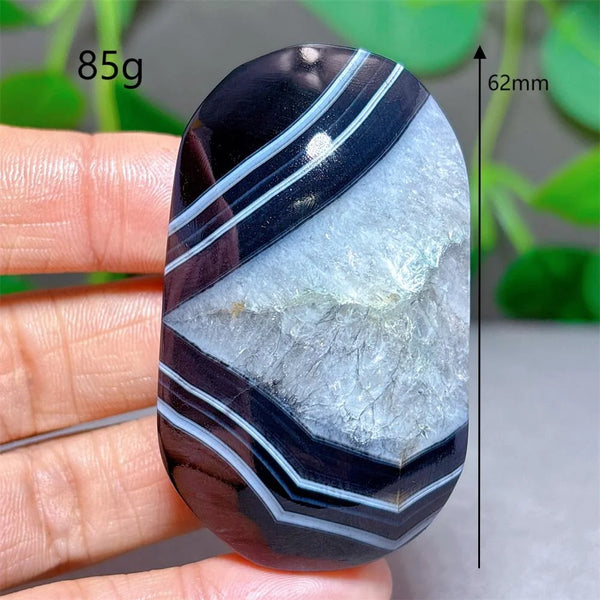 Black Silk Agate Palm Stone-ToShay.org