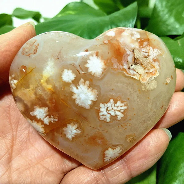 Pink Cherry Blossom Agate Heart-ToShay.org