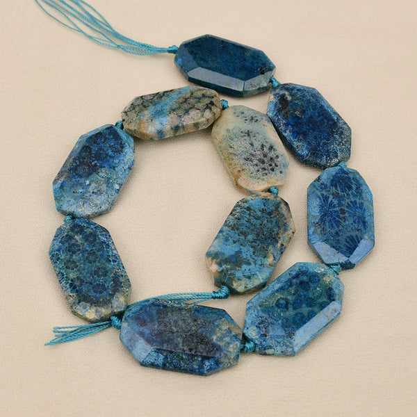 Blue Chrysanthemum Coral Beads-ToShay.org