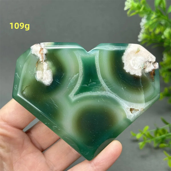 Green Cherry Blossom Agate Heart-ToShay.org