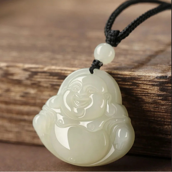 White Jade Maitreya Pendant-ToShay.org