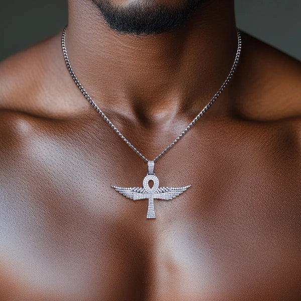 Silver Diamond Ankh Pendant-ToShay.org
