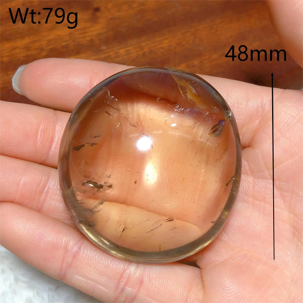 Clear Smokey Quartz Palm Stone-ToShay.org