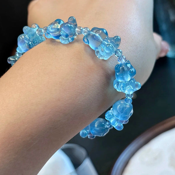 Blue Aquamarine Bear Bracelet-ToShay.org