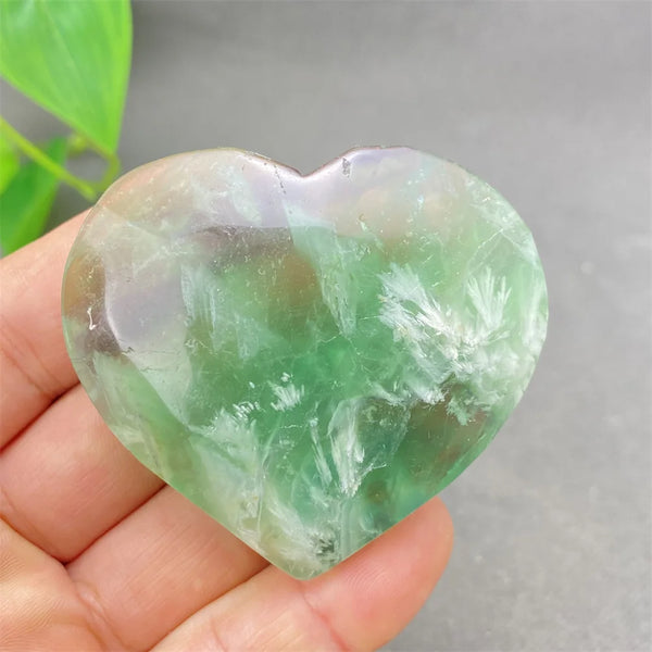 Green Feather Fluorite Heart-ToShay.org