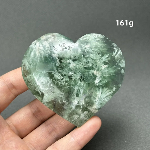 Green Feather Fluorite Heart-ToShay.org