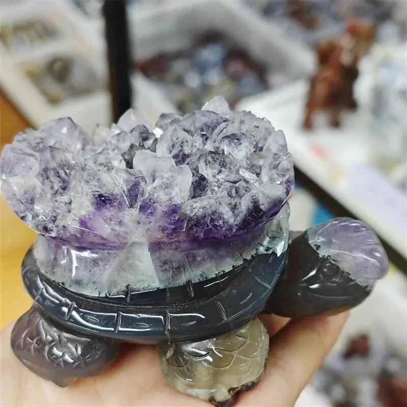 Purple Amethyst Cluster Turtle-ToShay.org