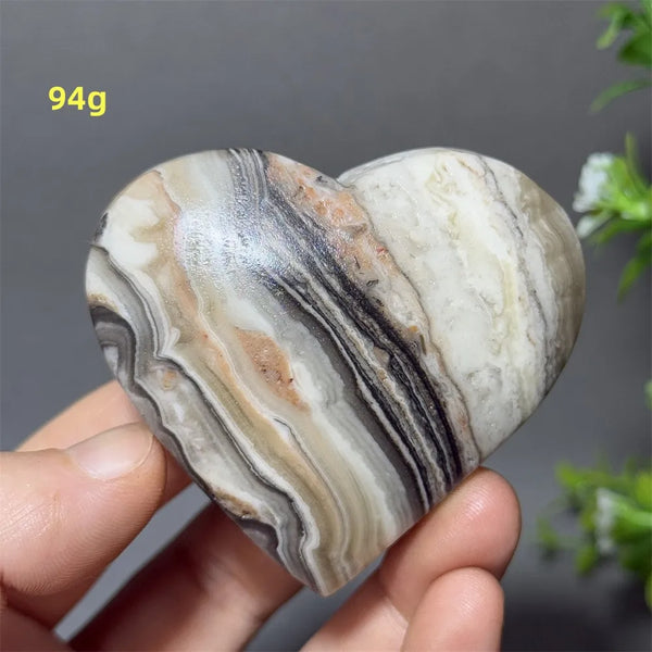 Black Yellow Stripe Calcite Heart-ToShay.org