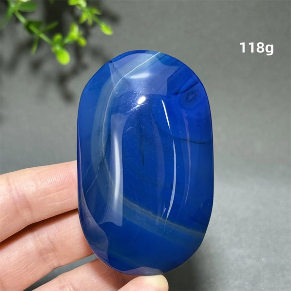 Blue Agate Palm Stone-ToShay.org