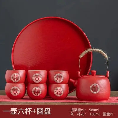 Red Ceramic Tea Set-ToShay.org