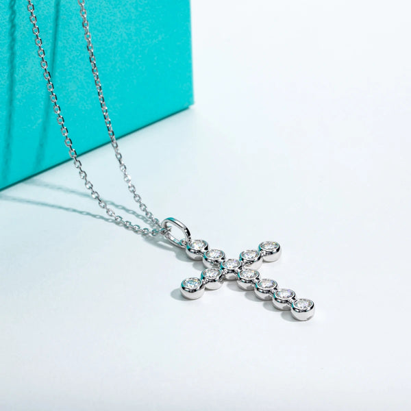 Silver Diamond Cross Pendant-ToShay.org