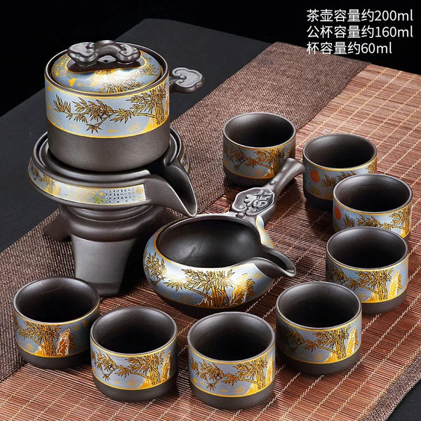 Black Ceramic Rotation Tea Sets-ToShay.org