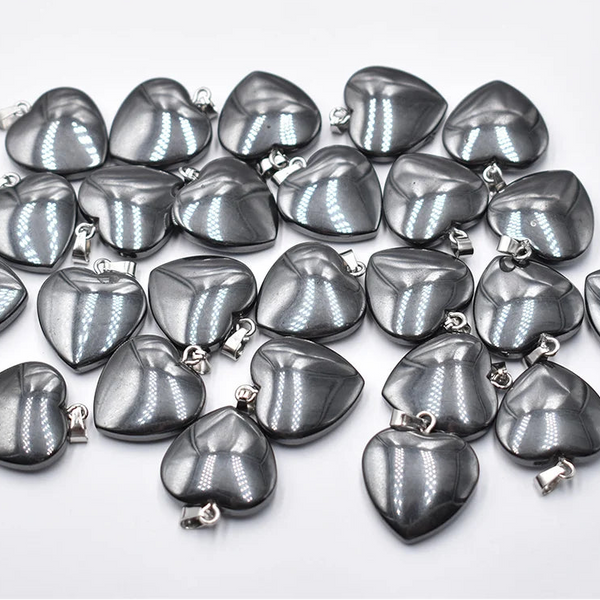 Silver Hematite Heart Pendants-ToShay.org