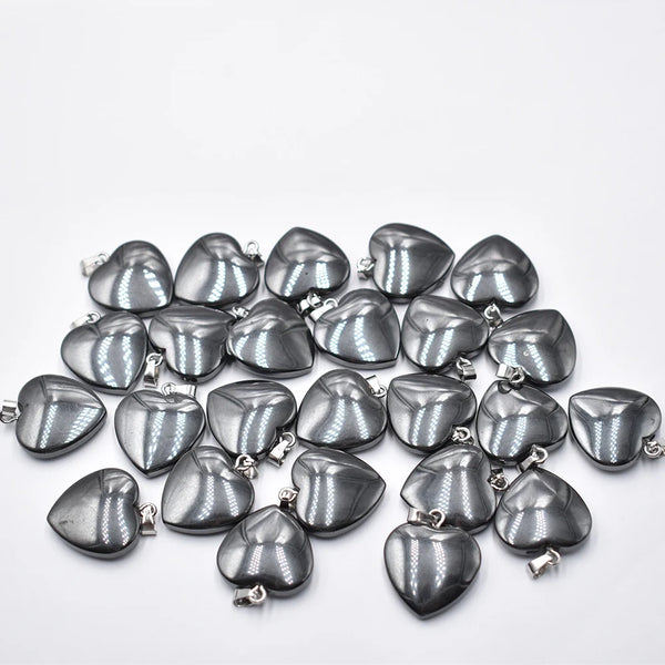 Silver Hematite Heart Pendants-ToShay.org