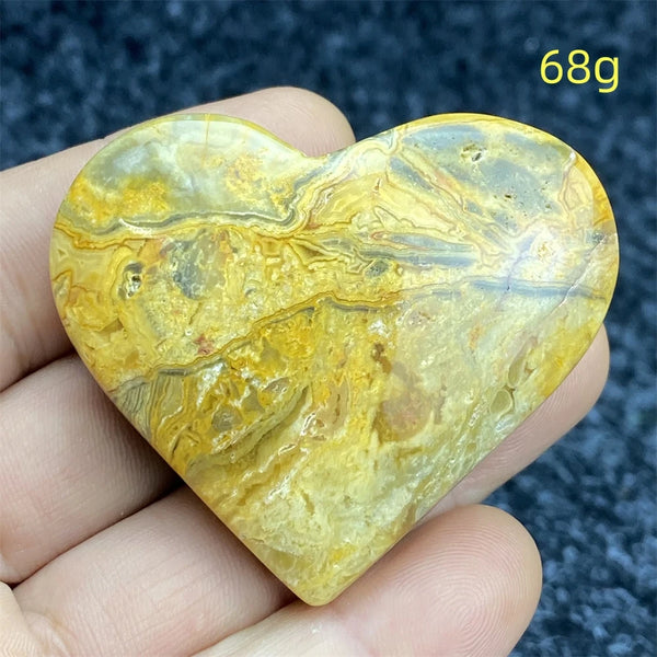 Yellow Crazy Agate Hearts-ToShay.org