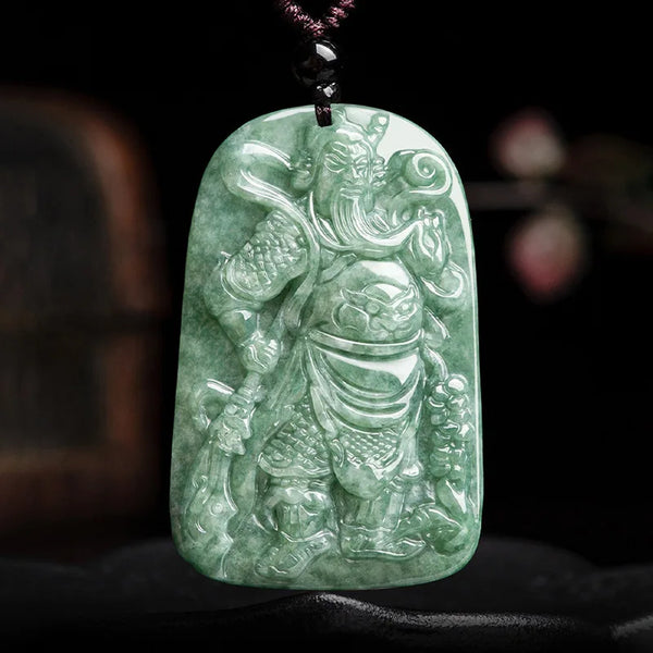 Blue Jade Guan Gong Pendant-ToShay.org