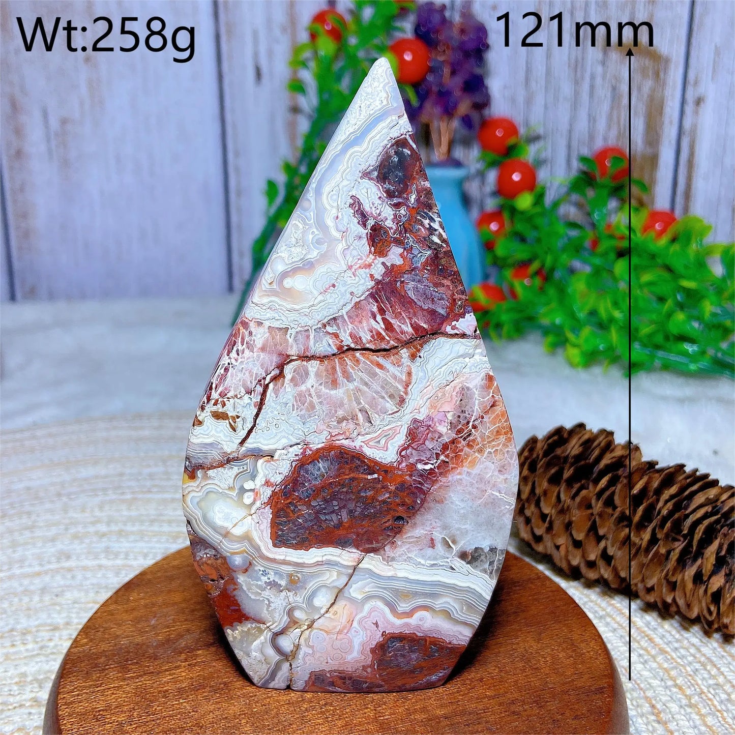 Red White Agate Druzy Flame-ToShay.org