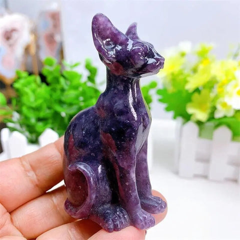 Purple Mica Egyptian Cat Statue-ToShay.org