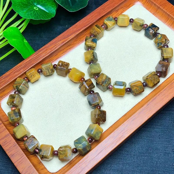 Yellow Pietersite Cube Bracelet-ToShay.org