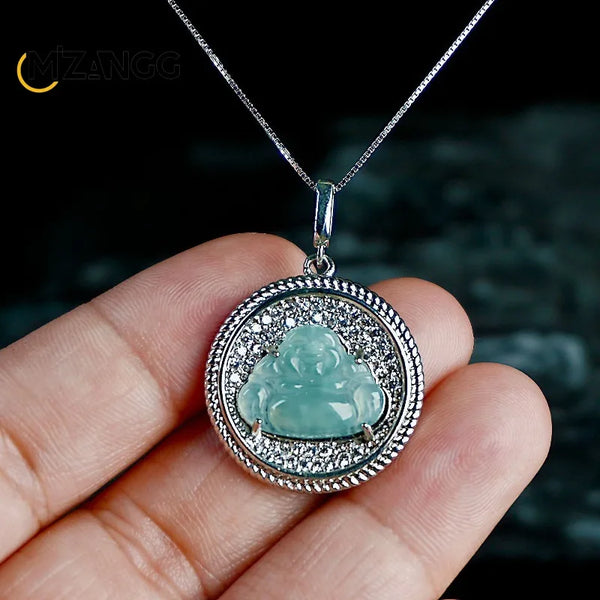 Blue Jadeite Maitreya Buddha-ToShay.org