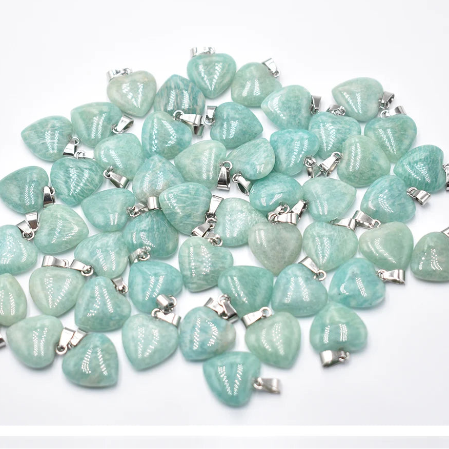 Blue Amazonite Heart Pendants-ToShay.org