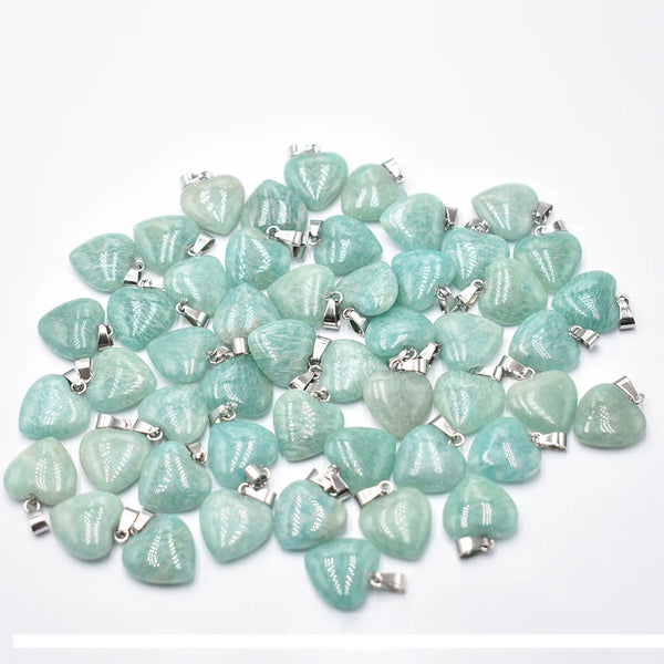 Blue Amazonite Heart Pendants-ToShay.org