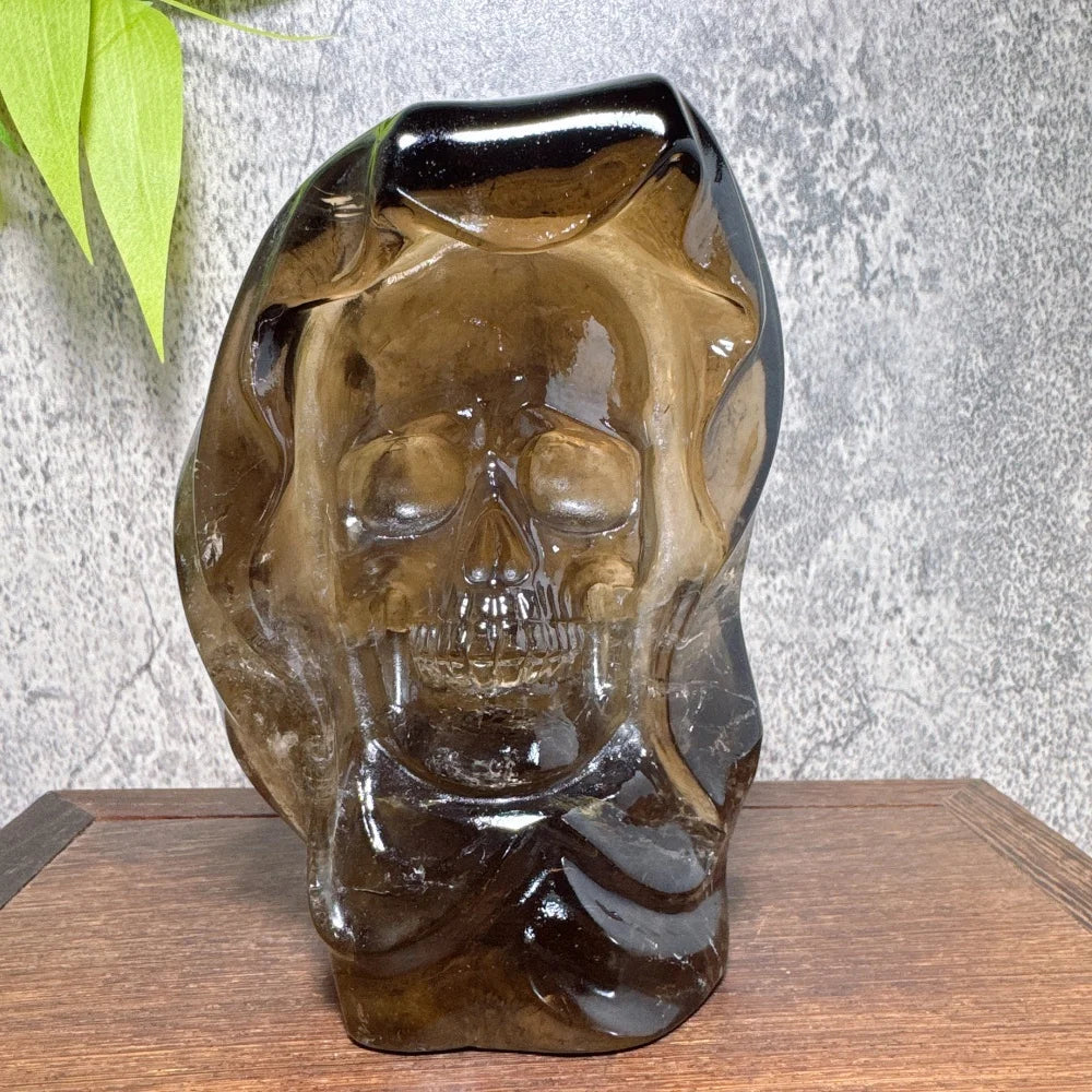 Natural Smoky Quartz Crystal Skull for Wicca Witchcraft Healing Stones Home Decor Room Decor Maison Decorative Cranium-ToShay.org