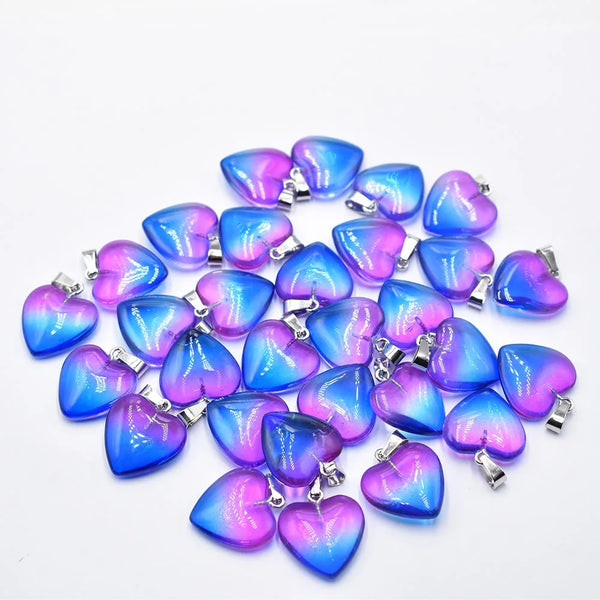 Mixed Glass Crystal Heart Pendants-ToShay.org
