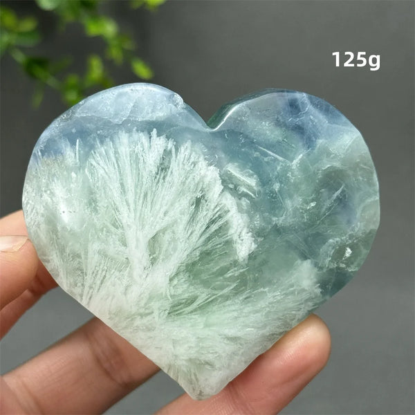 Green Feather Fluorite Heart-ToShay.org