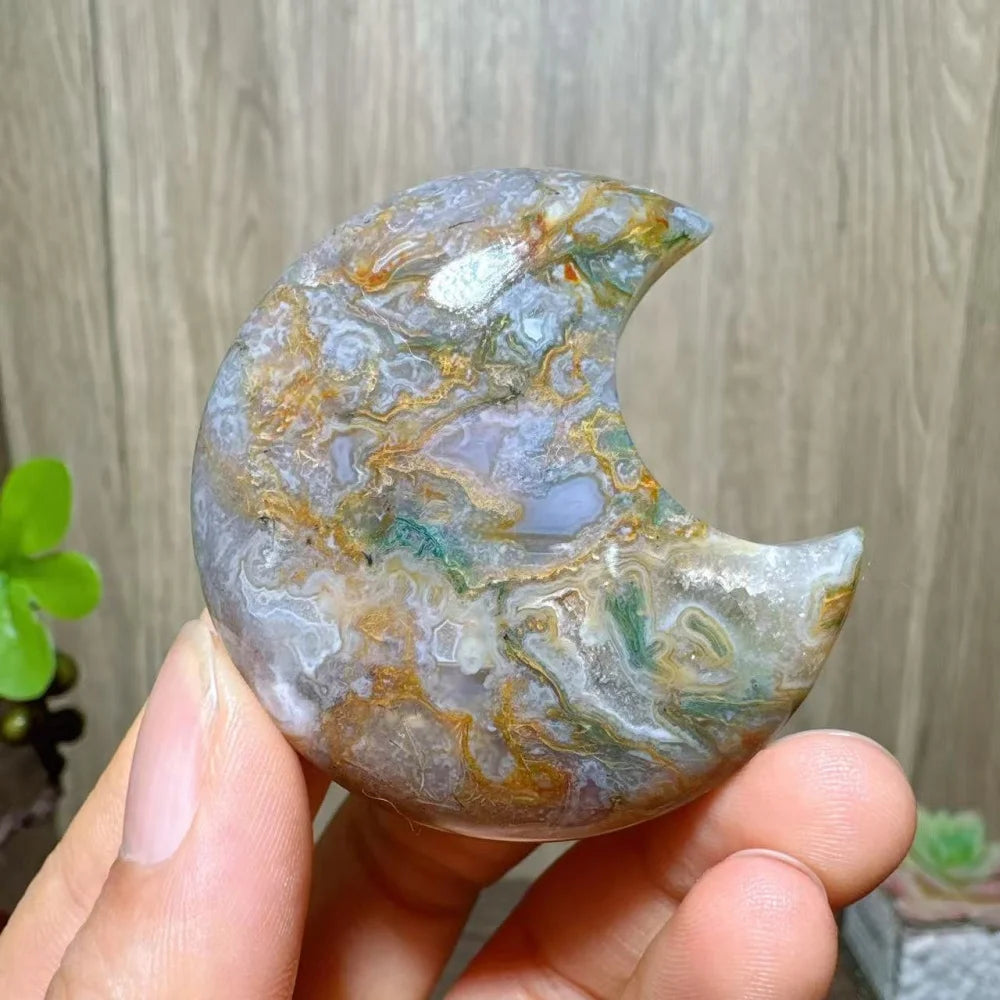Green Moss Agate Moon-ToShay.org