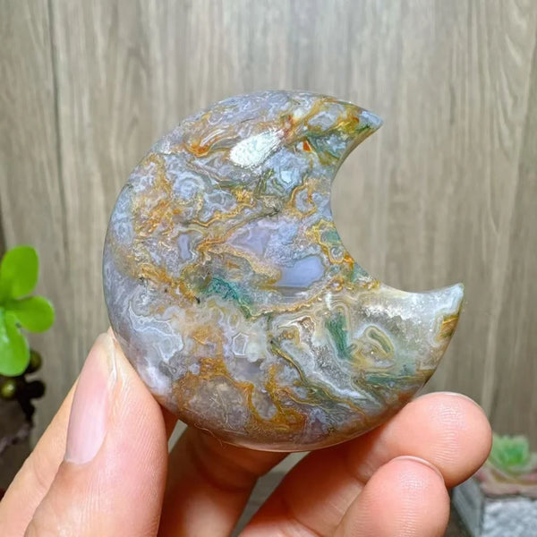 Green Moss Agate Moon-ToShay.org