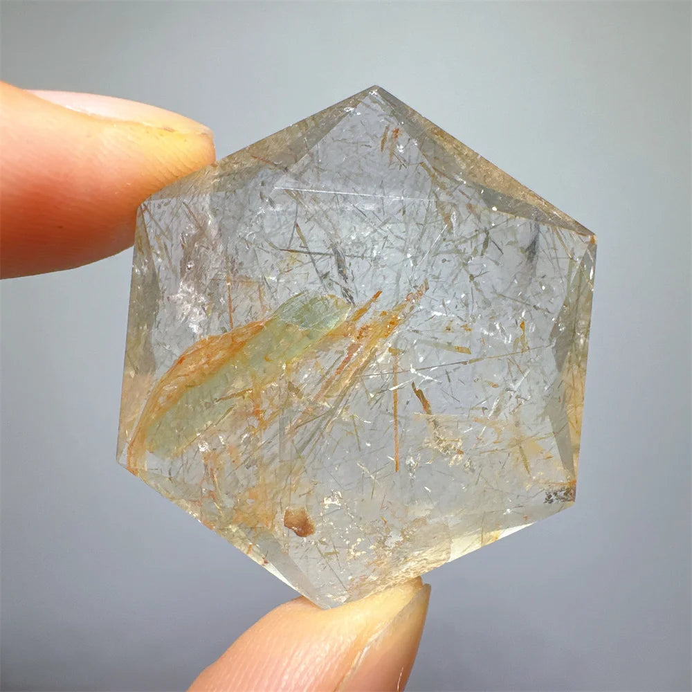 Green Tourmaline Rutile Hexagon-ToShay.org