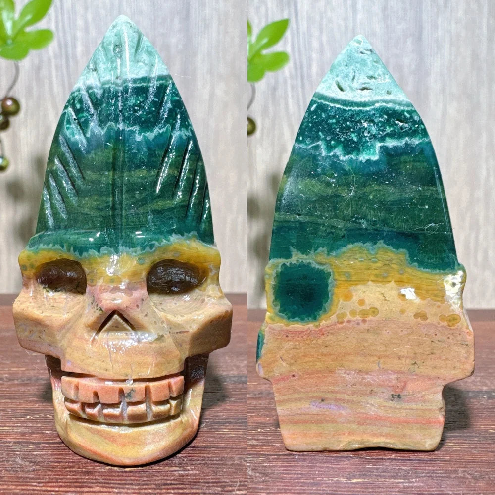 Green Ocean Jasper Skull-ToShay.org