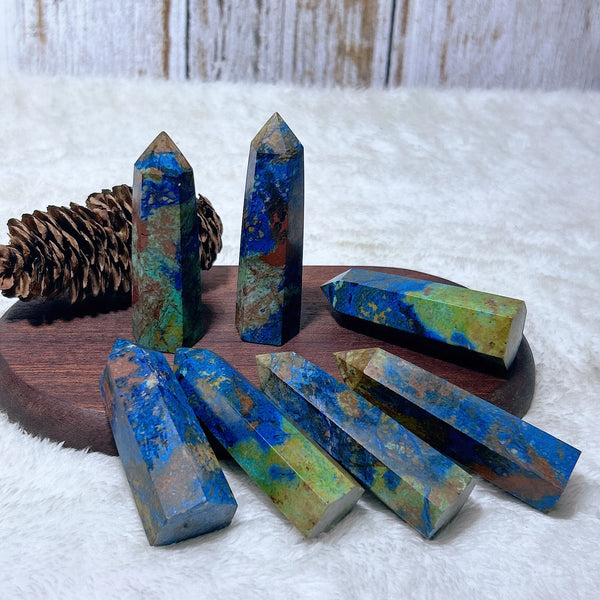 Blue Azurite Chrysocolla Point-ToShay.org