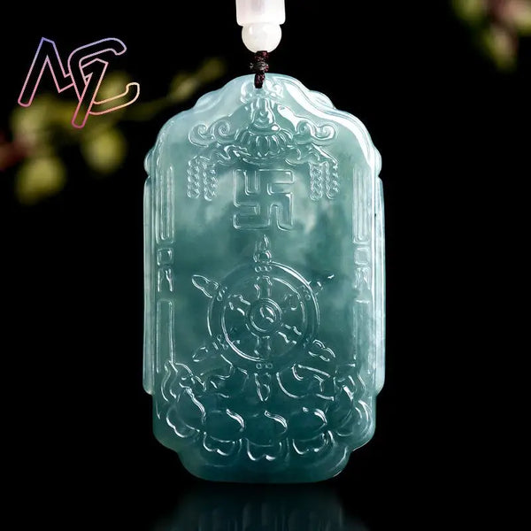 Blue Jadeite Guanyin Pendant-ToShay.org
