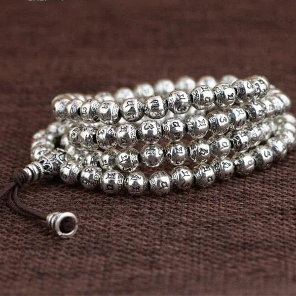 Silver Six Words Mala Beads-ToShay.org