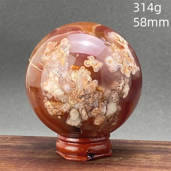 Red Cherry Blossom Agate Ball-ToShay.org