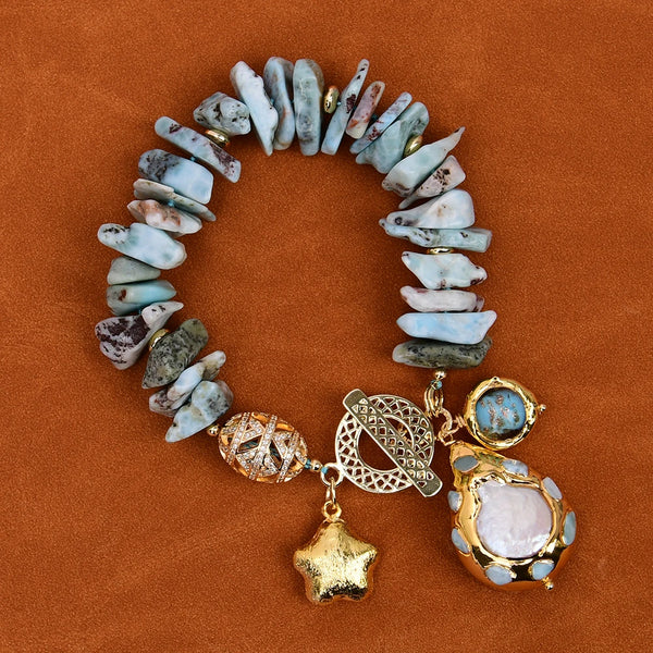Blue Larimar Charm Bracelet-ToShay.org