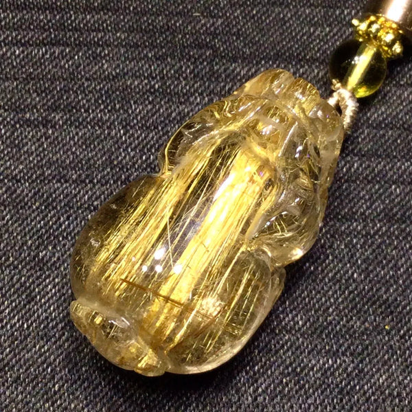 Gold Rutilated Quartz Pendant-ToShay.org