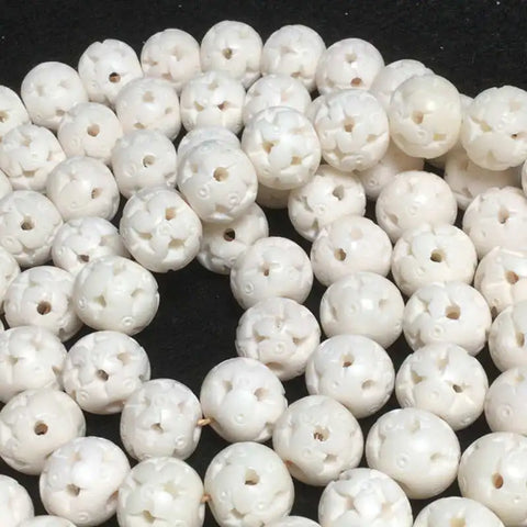 White Yak Bone Bead Mala-ToShay.org
