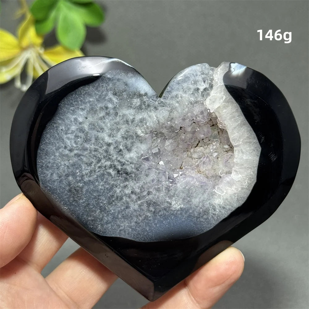 Black Agate Geode Heart-ToShay.org