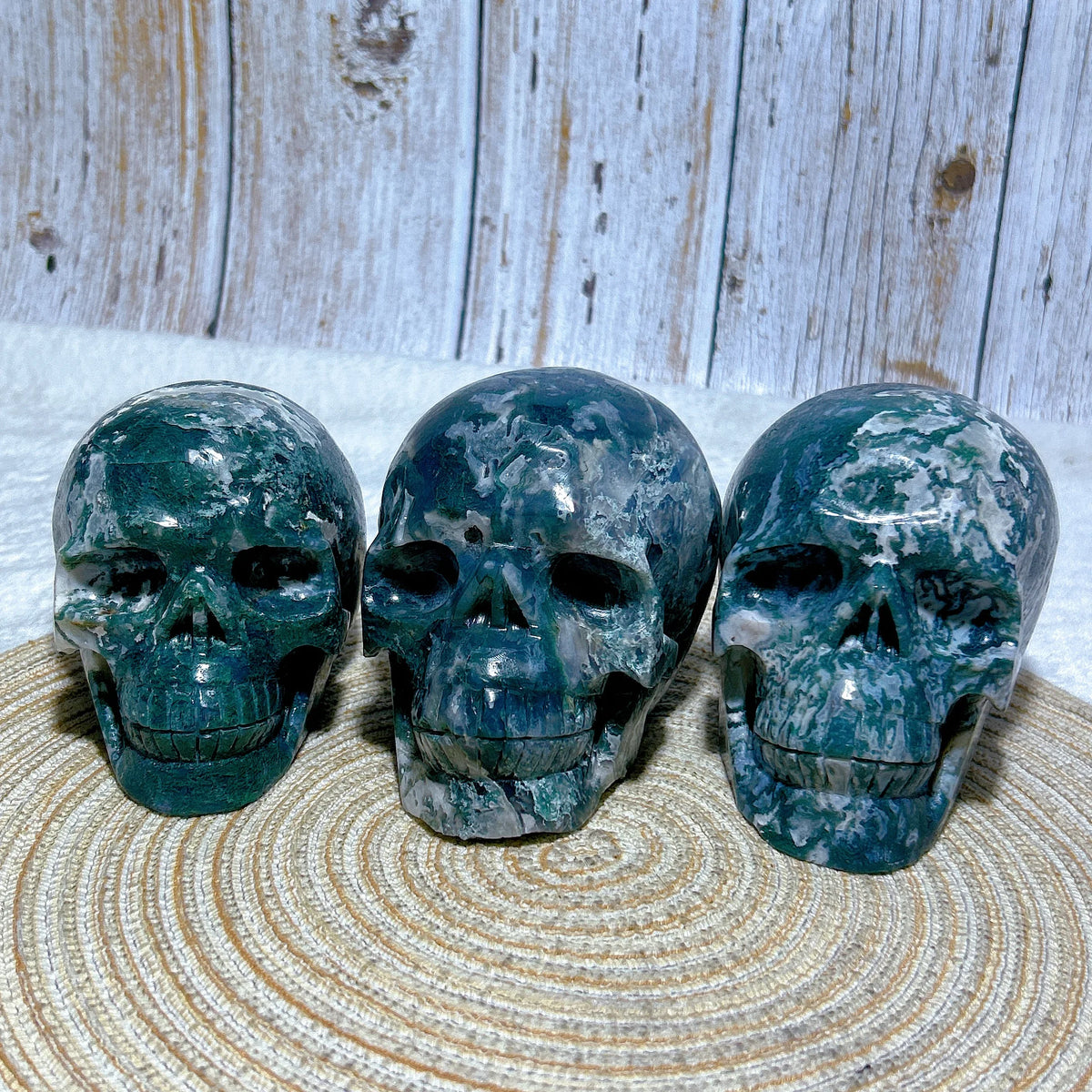 Green Moss Agate Skull-ToShay.org