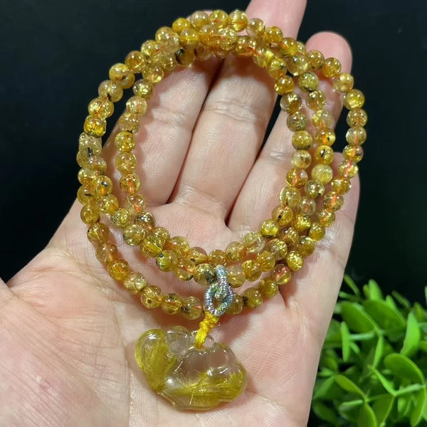 Gold Rutilated Quartz Wrap Bracelet-ToShay.org