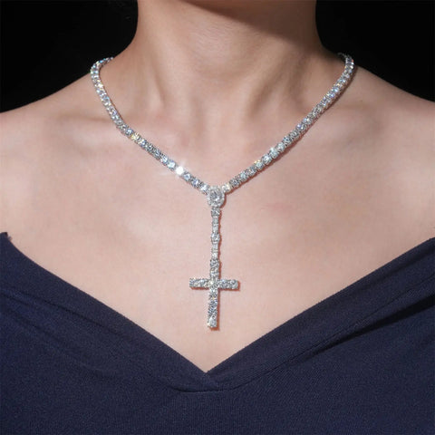 Silver Diamond Cross Pendant-ToShay.org
