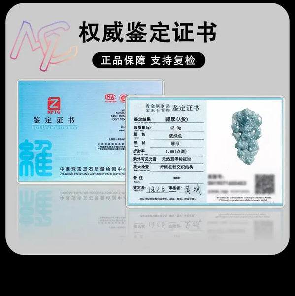 Blue Jadeite Dragon Pendant-ToShay.org