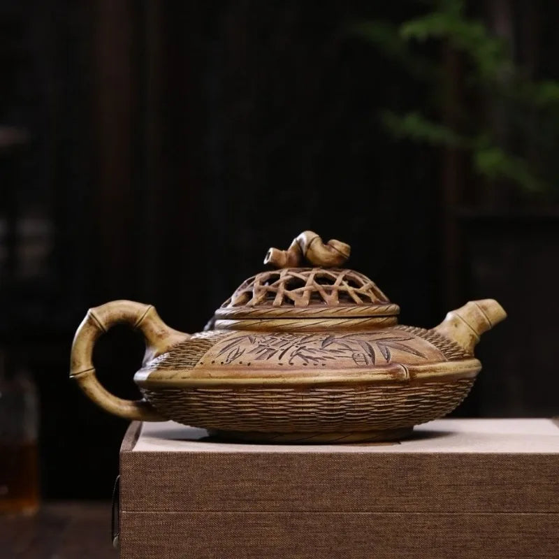 Bamboo Crab Pot Clay Teapot-ToShay.org