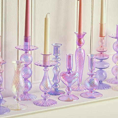 Purple Glass Candlesticks-ToShay.org