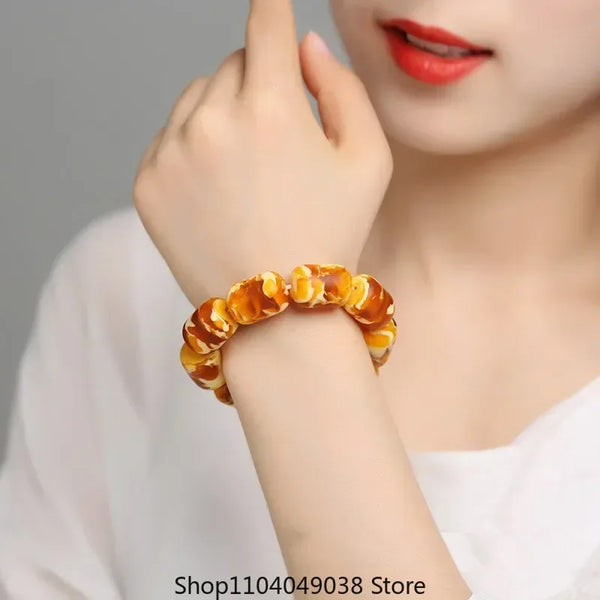 Yellow Amber Beeswax Bracelets-ToShay.org