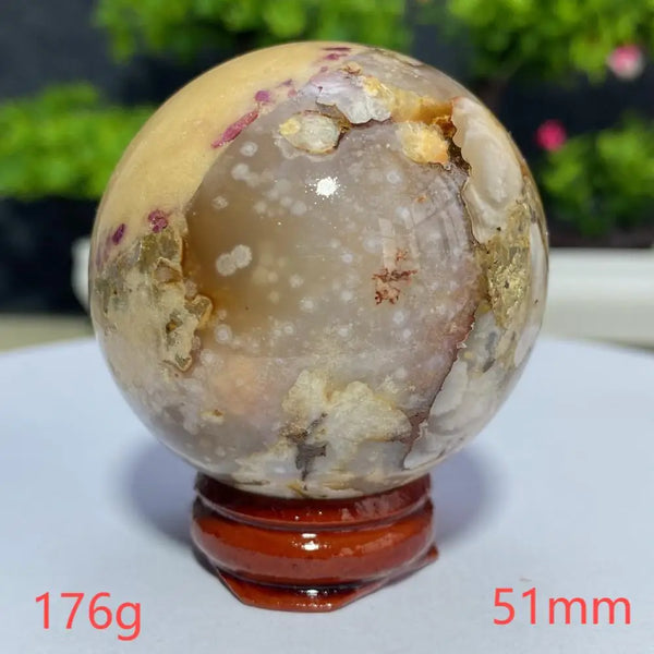 Pink Cherry Blossom Agate Ball-ToShay.org